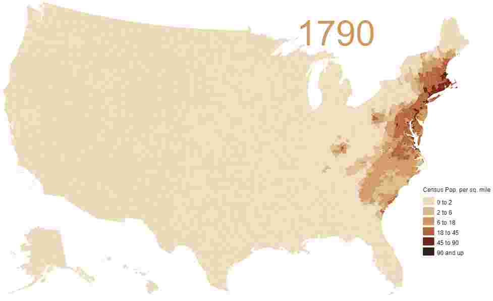 邹姓人口分布_一图看懂：过去200年美国人口分布的变迁